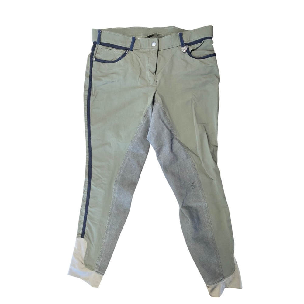 Lorenzo Garbirelli Italy Olive Green Full Seat Equestrian Riding Breeches 34 US